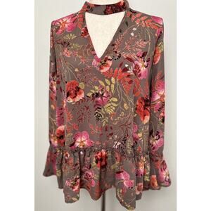 Women’s Sz Small Blouse Top Gorgeous Floral Ruffles Feminine Fairy Whimsical